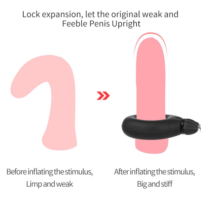 Silicone Inflatable Bondage Cock Ring Expansion Semenlock Ring Training Masturbator  Sex Toys Penis Cage