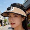 Sun Hat Empty Top Design Extended Brim Full Face Coverage Women Hat with Solar Powered Built-in Fan Adjustable Head Circumference Outdoor