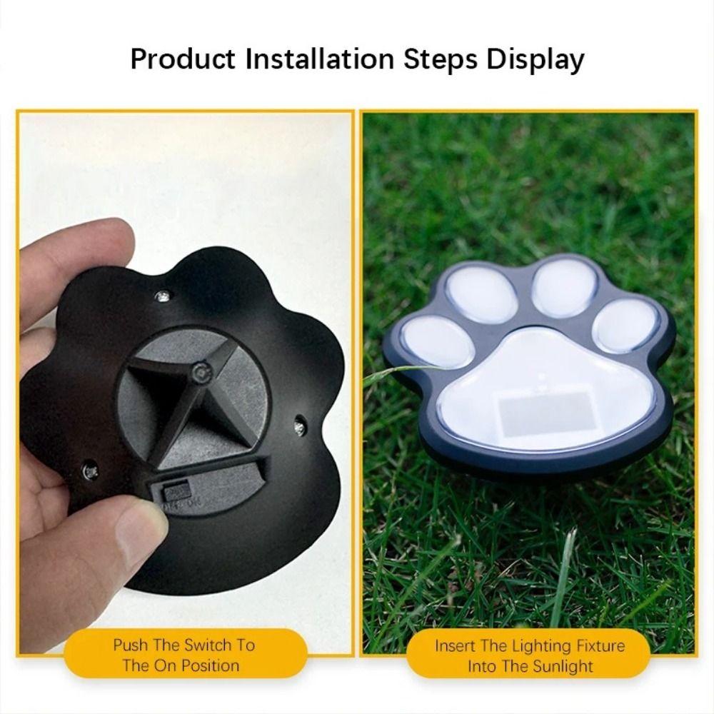 4Pcs Solar Powered Dog Cat Animal Paw Print Light Energy Saving Path Lawn Lamp  Summer Camping
