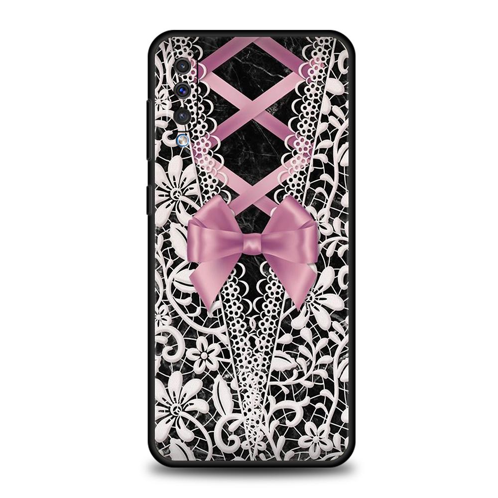 Phone Case for Samsung Galaxy A56 A36 A26 A06 A16 A24 A36 A54 A14 A42 A22 A20 A12 A10 5G Soft TPU Shell Lace Style Cool Girl Bag