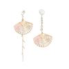 New Fashion Folding Fan Crane Flower Asymmetric Earrings for Women Temperament Long Tassel Dangle Earrings Party Jewelry Gift