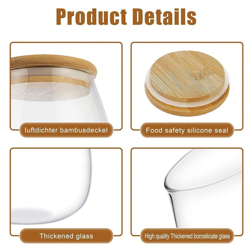 Airtight Food Containers Kitchen Storage Pots Glass Jar with Lid Sealed Canister Sugar and Tea Cans Hermetic Kitchen Coffee Jars