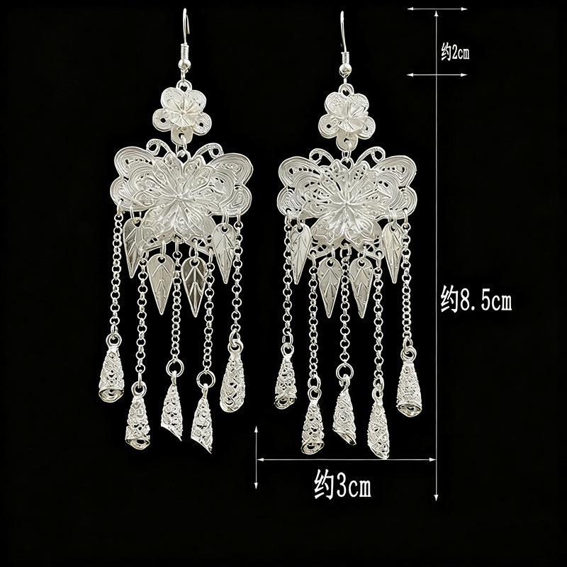 Ethnic style earrings Alloy silver-plated Miao ethnic minority Dong Yi earrings Earrings