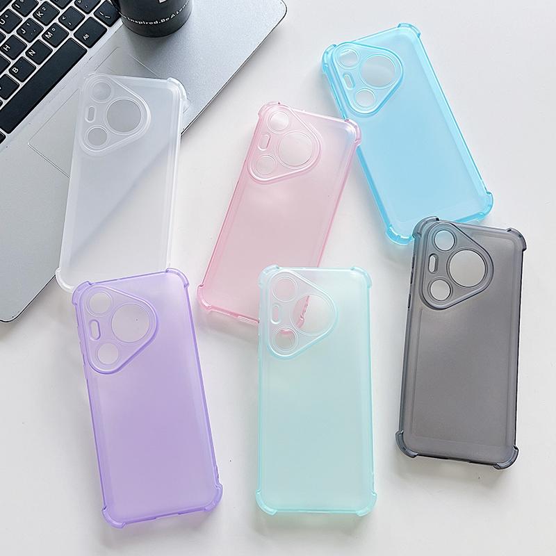 Shockproof Matte Soft Case For Huawei Pura 80 70 P60 P40 P30 Mate 70 60 50 40 Pro Plus Silicone Translucent Candy Color Shell