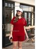 2026 Spring/Summer Women's Stretch Sport Casual Two-Piece Set - Round Neck Short Sleeve Top & Shorts