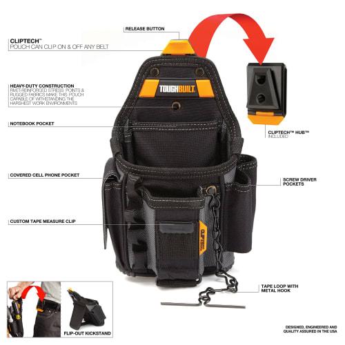 KNICKS TOUGHBUILT TB-CT-34 Small Electrician's Pouch, Polyester, Black