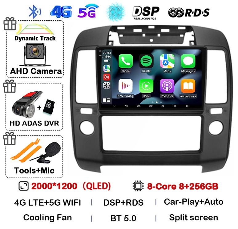 Android 14 Carplay Auto Car Radio For Nissan Navara 3 D40 2004 2005 2006 2007 2008-2010 Multimedia Player GPS 4G WIFI 360 Camera