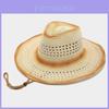 Western Cowboy Hat With Wide Brim Breathable Straw Sun Protection For Outdoor Travel