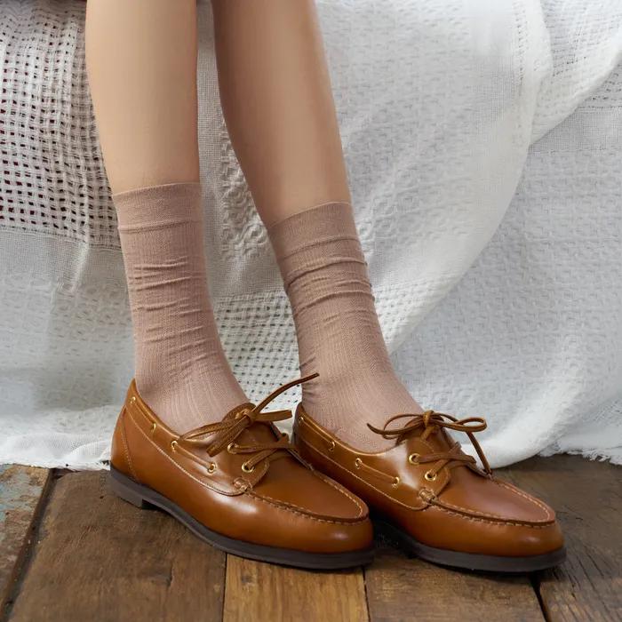 [2SET/26SS] Creamy Punching See-through Crew Socks 5 Colors