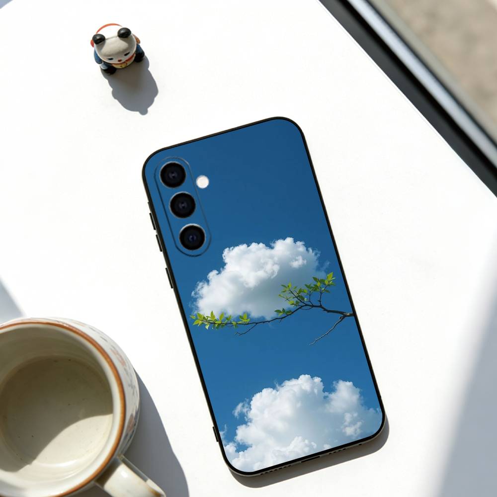 Aesthetic Healing Sky  Phone Case Black Silicone Soft For Samsung Galaxy A73,A72,A71,A70,A53,A52,A51