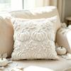 Ghost Pumpkin Plush Faux Fur Pillow Covers Soft Halloween Decor for Sofa Couch Bed Living Room White Orange Pillowcases 45x45CM