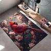 Red Cardinal with Floral Branches Suitable As a Non-slip Mat for the Living Room or Bedroom Sofa