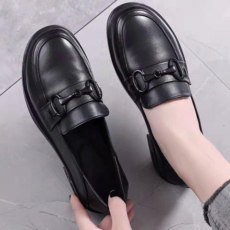 College style real soft leather women's spring new single shoes work shoes low heel comfortable soft sole small leather shoes