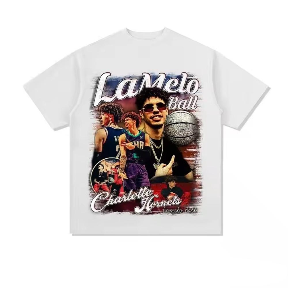 

LaMelo Three Ball Bauer Tee Shirt Homme New Women Clothing Unisex Unisex Short Sleeve Round Neck Printing Pullover Tshirts M