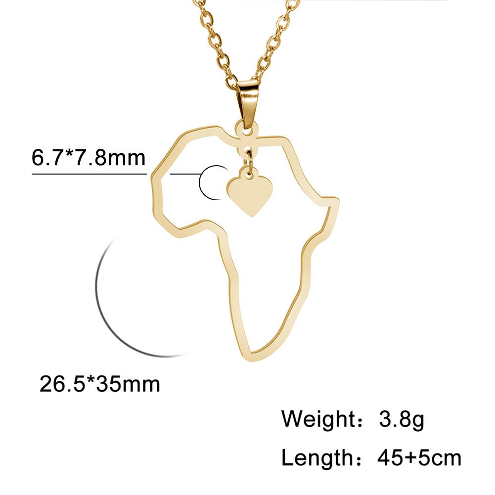 My Shape Africa Map Heart Pendant Necklaces for Women Men Stainless Steel Chain African Charms Necklace Choker Fashion Jewelry