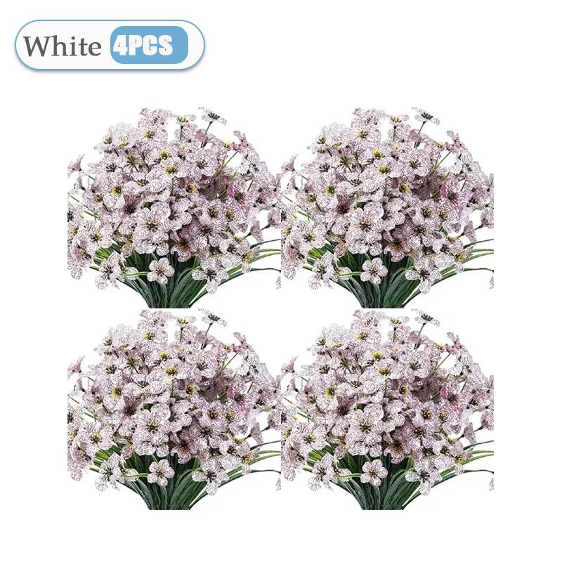2-16PCS Artificial Flowers UV Resistant Faux Plastic Shrubs Plants Outdoor Garden Patio Porch Home Wedding Farmhouse Decorations