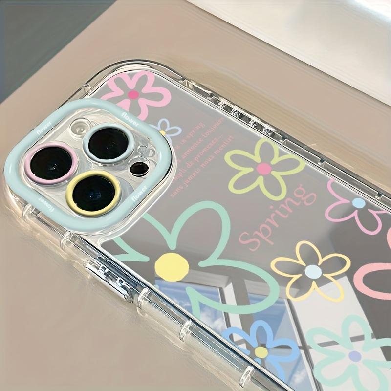New Mirror Design Phone Case For iPhone 16 17 15 14 13 11 12 Pro Max 16E 17E X XR XS 7 8 Plus Cute Dopamine Flower Soft Cover