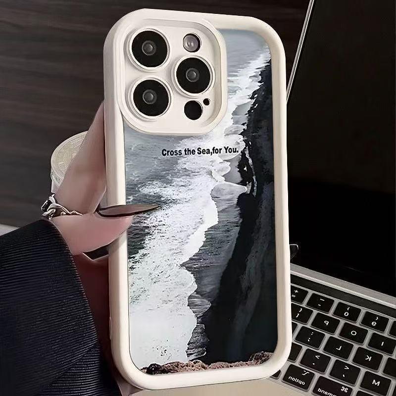 Blue Beach Apple iPhone Case for 13/14/15 Pro, 16 Pro Max – Stylish, Cross-Border Design for USA & Europe.