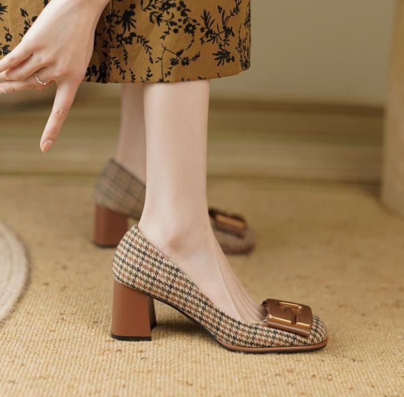 Fashion Women's Summer Footwear Pumps High Heels Shoes for Woman 2024 On Heeled Block Heel Chunky Office Luxury Brand Fashion Trend Shoe