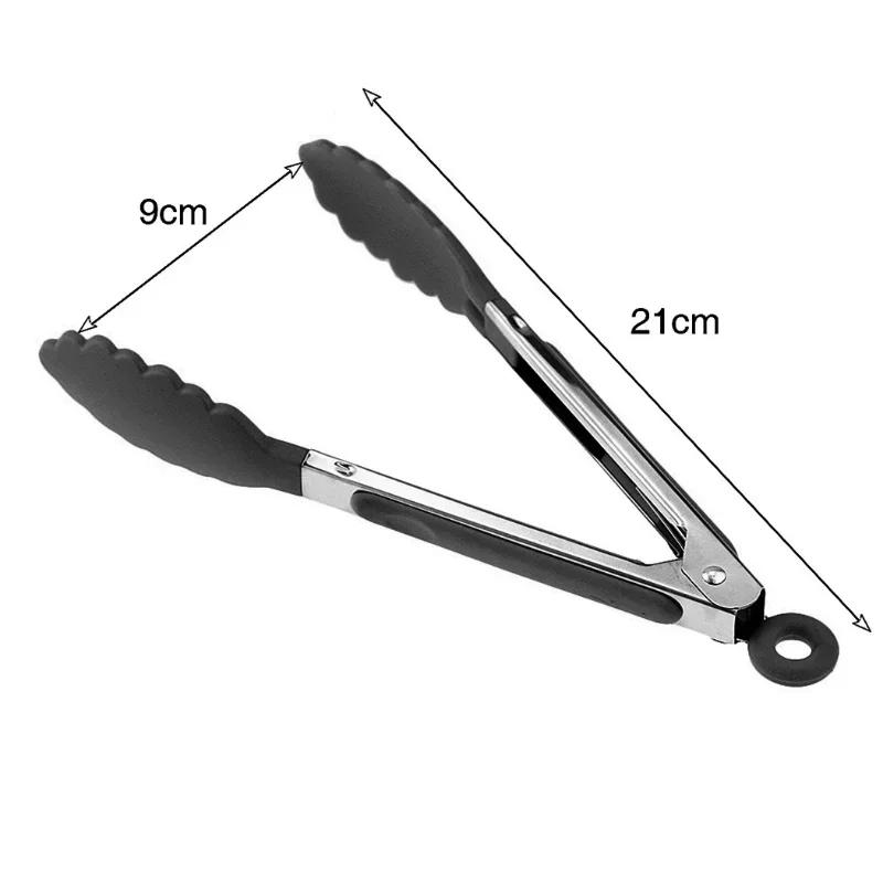 Lebensmittelzange, Küchenzange aus Edelstahl, Silikon, Nylon, rutschfeste Kochklammer, Klemme für Grill, Salatwerkzeuge, Grill, Küchenzubehör