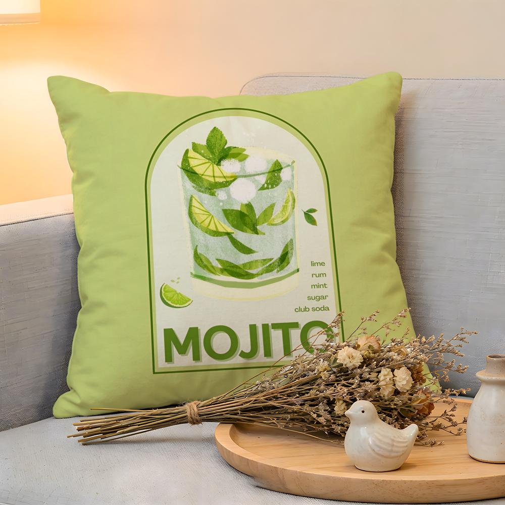 Cushion Cover Linen SkinFriendly Soft Decorative Case For Sofa Home Decor Mojito Cocktail Art Pillow cover