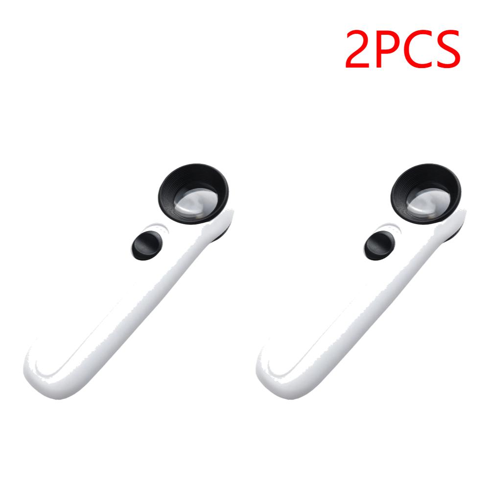 

2-5PCS 40X Handheld Magnifier with 2 LED Lights HD Magnifying Glass Illuminated Jewelers Loupe Magnifier for Diamond Jade 40X