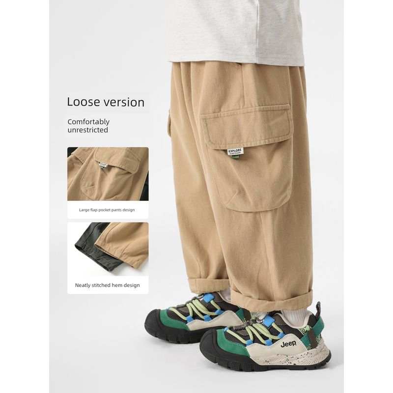 Right European Style Boys' Versatile Cargo Pants 2026 New Spring and Autumn Long Pants Children's Clothing Baby Straight-Leg Long Pants