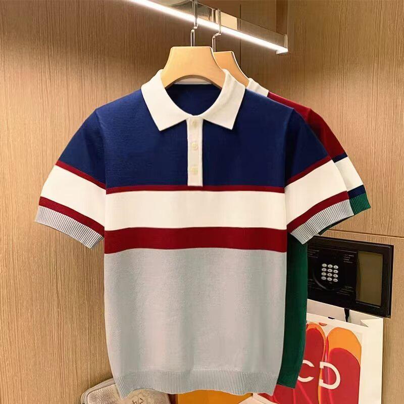 

Men s Summer Cotton Striped Polo Shirt L
