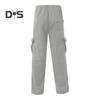 Men Spring Fall Pants with Multi Pockets Drawstring Elastic Waist Wide Leg Plus Size Sweatpants Stretchy Slacks Solid Color Loose Street Style Sport