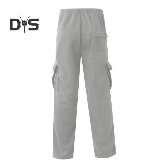 Men Spring Fall Pants with Multi Pockets Drawstring Elastic Waist Wide Leg Plus Size Sweatpants Stretchy Slacks Solid Color Loose Street Style Sport