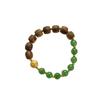 Hetian Grüner Jade & Sandelholz Perlenarmband mit 925 Silber Gott des Reichtums Anhänger