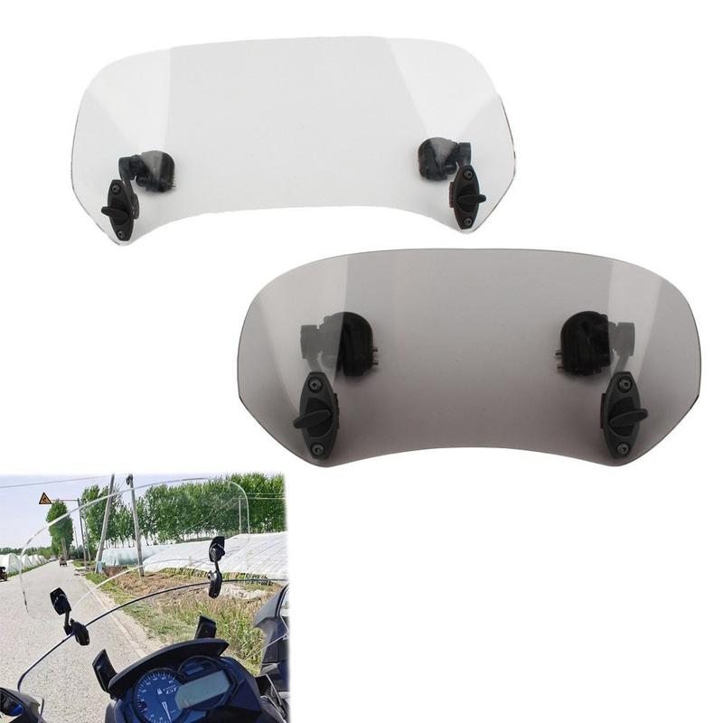 1Pc Transparent/Gray Universal Motorcycle Windshield,Motorcycle Windshield,Adjustable Spoiler Clip On Windshield Deflector