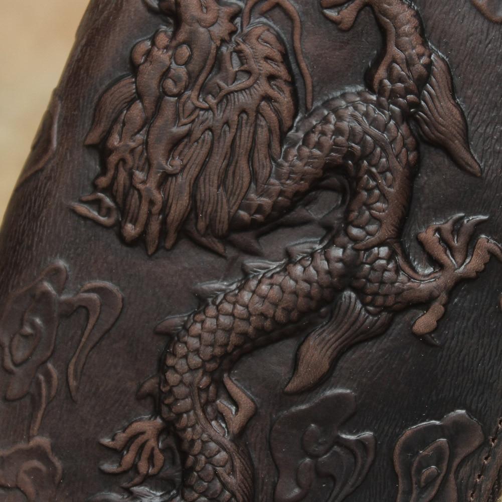 Retro At Deri Kabartmalı Cüzdan 2021 Yeni Ejderha Desen Uzun Erkek Cüzdan El Yapımı Inek Derisi Çanta