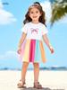 Summer Short-Sleeve Girls' Dresses: European and American Style Cute Children's Skirts