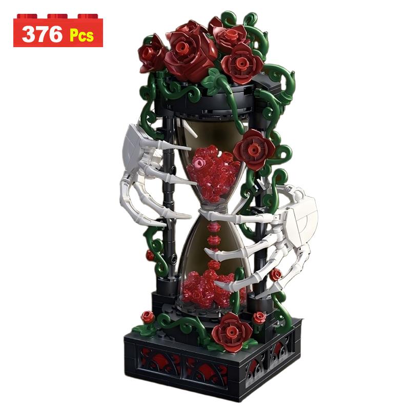 City Creative Horror Series Building Blocks MOC Rose Skull Moon Hourglass Cross Heart Model Assembly Bricks Adult Toys DIY Gift