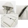 Herren Winter Trend Wear Lockerer, dicker Daunen-Baumwollclip Mehrere Taschen Einfarbig Lässiger Westemantel mit Kapuze