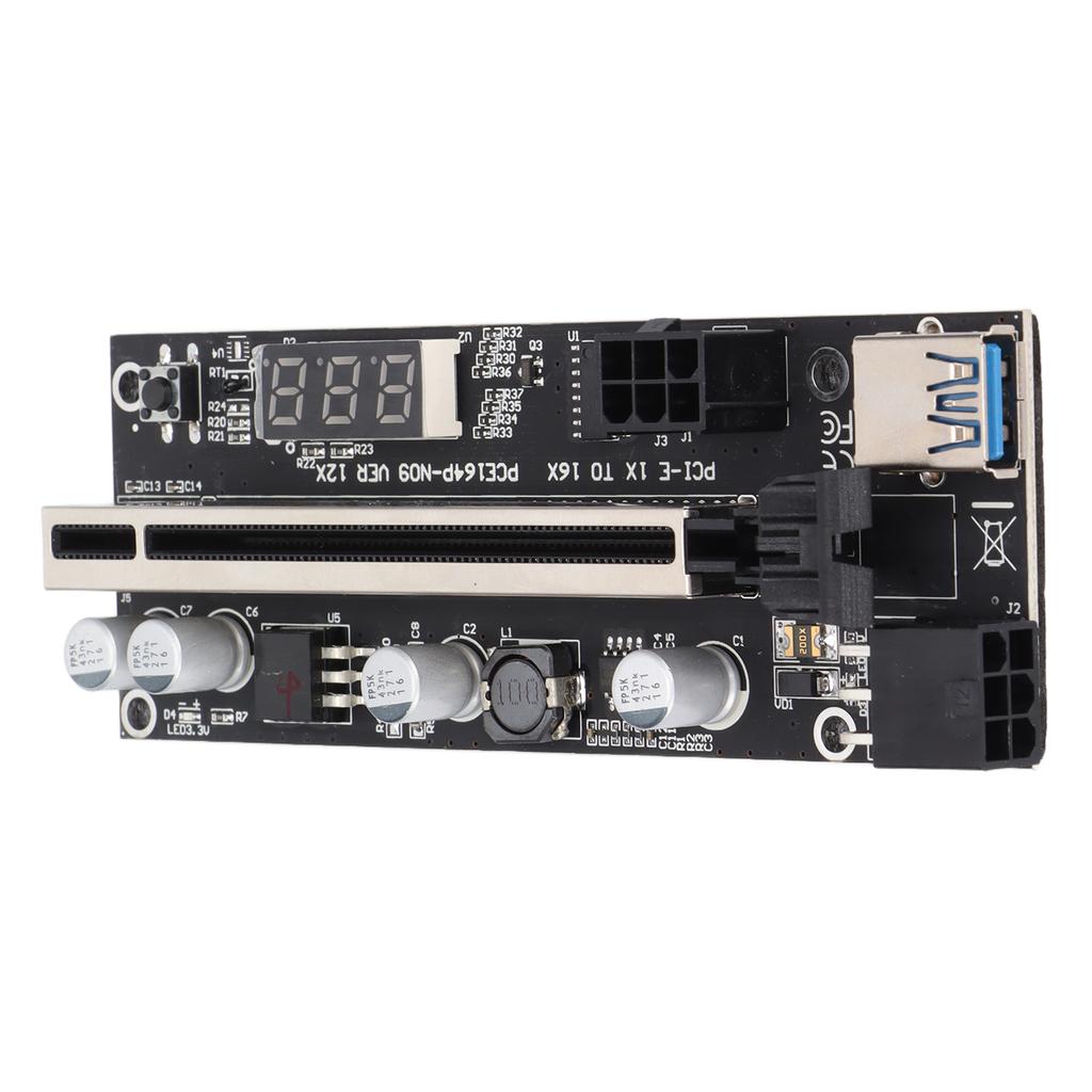 PCI E Adapter Card Temperature Display PCI E Riser Board Card with 1X Adapter 1x to 16x Extension