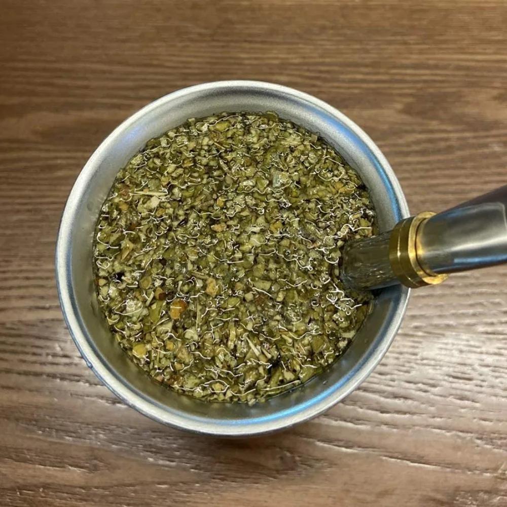 Set Tazza Tradizionale in Zucca per Mate da 8oz con Cannuccia e Spazzolino per Pulizia Acciaio Inossidabile Resistente Portatile Set Tazza per Bere Yerba Mate