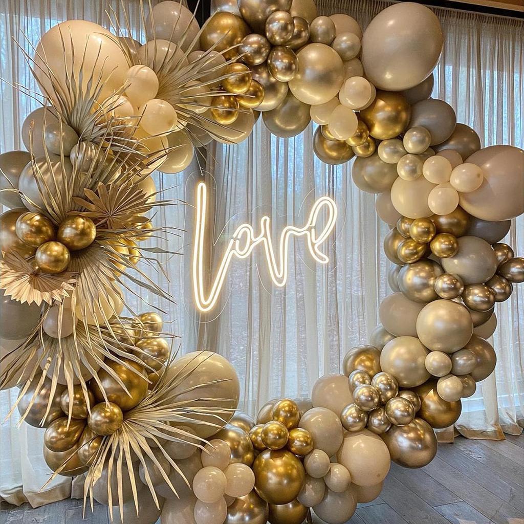 160PCS white and gold latex balloon set suitable for birthday parties, weddings, Valentine's Day party decorations
