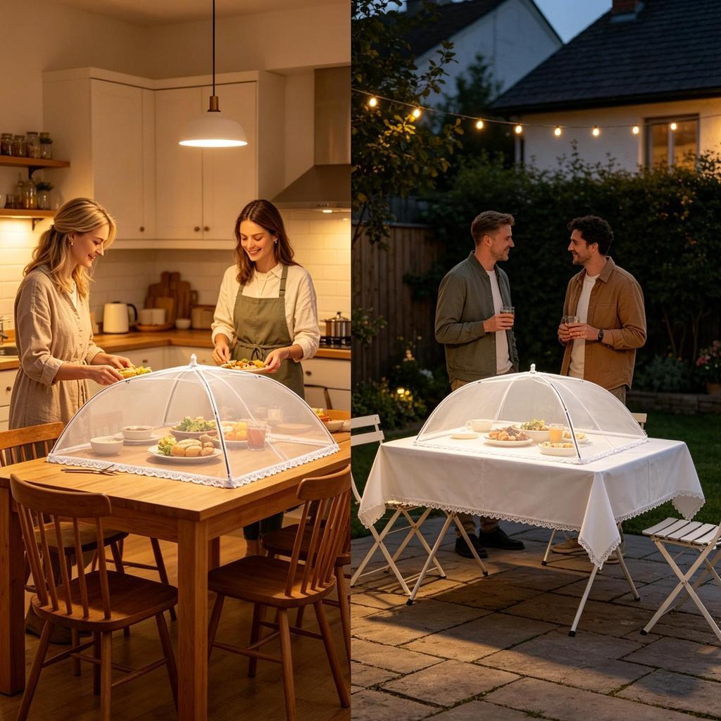 Foldable Food Mesh Food  Mosquito Net Cover Table Umbrella Tent Breathable Picnic Protect Sleeve for Home Kitchen Dining Room