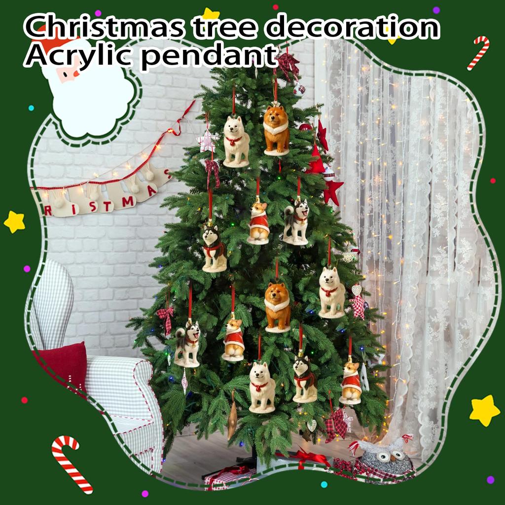 Christmas Advent Calendar Doggy Themed Acrylic Ornament Xmas Tree Hanging Decor Holiday Countdown Blind Box Gift