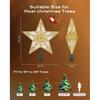 Christmas Star Tree Topper, Plug in Sliver Glittered 3D Star Tree Topper, Metal Hollow Designed Built-in 10 Bulbs String Lights for Indoor Office