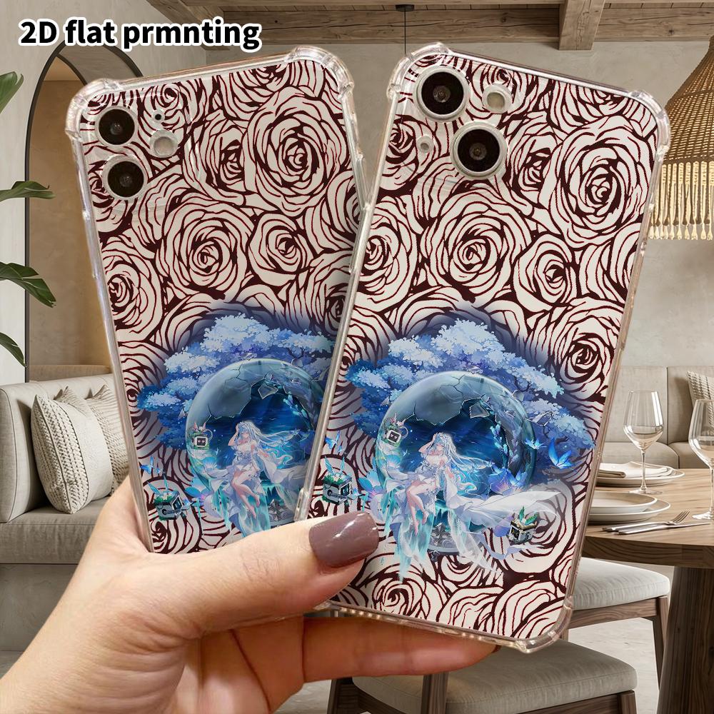 Phone Case: 2D Flat Design, Suitable for iPhone 18 17 16 15 14 13 Pro, Transparent with Corner Protection, Long Skirt Girl, Christmas and Halloween Gi