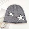 Hip-hop Star Knitted Hat Elastic Brimless Beanie Cap Personality Jacquard Woolen Hat  Women