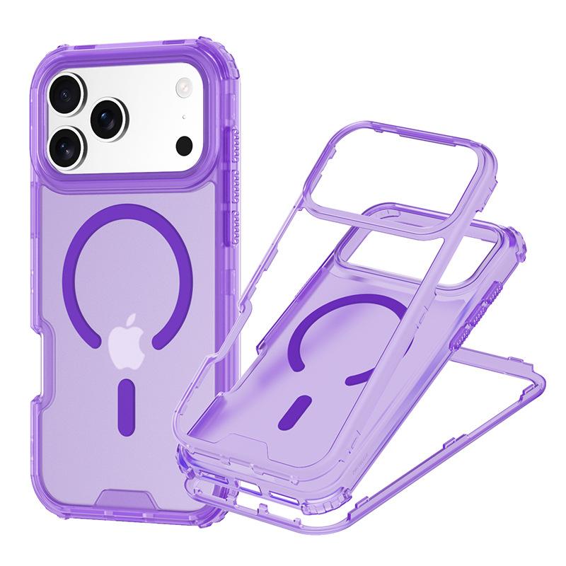 For Apple for IP17PROMAX Three-in-one Skin-sensitive Magnetic Phone Case Lanyard