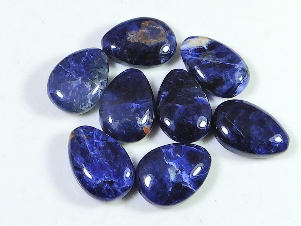 35Cts. Natural Blue Sodalite Pear Cabochon Loose Gemstone 08 Pcs Lot 10X14MM RQ-1973