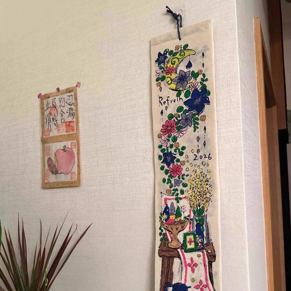 INS Flower Graffiti Illustration 2026 Calendar Flip Page Home Decor Ornament Hanging Calendar Home Decor Calendar Home