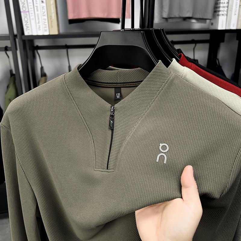 Men's Quarter Zip Waffle Knit Pullover, Stand Collar Long Sleeve Casual Top, Breathable Lightweight Shirt for Daily Wear