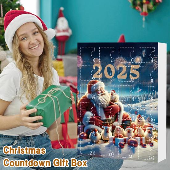 2025 Christmas Advent Calendar Chicken Ornaments 24 Days Countdown Calendar Christmas Tree Decoration 2D Acrylic Collectible Cartoon Chicken Set
