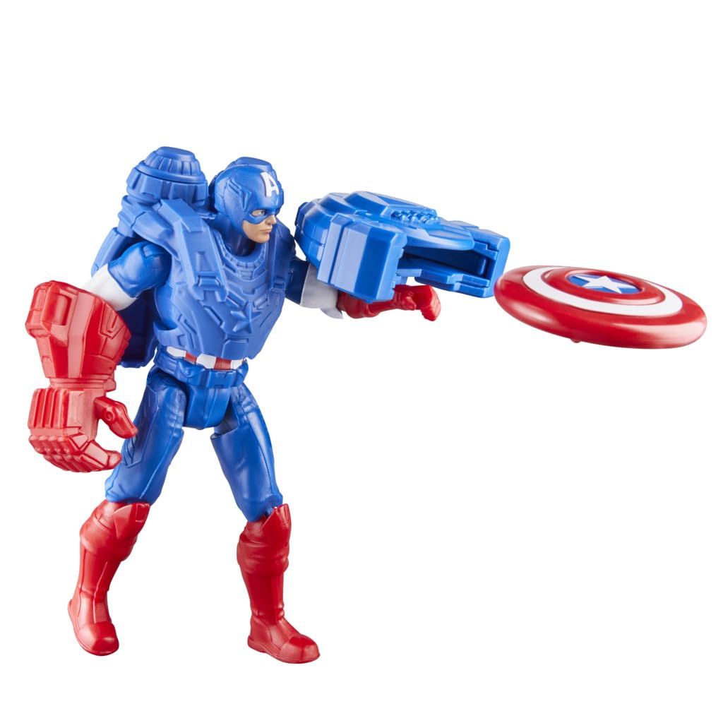 Hasbro Marvel Avengers Epic Hero Series Battle Gear Captain America Action for ages 4 and Superhero Toy Authentic Figure, 4-inch (10 cm) size, up,